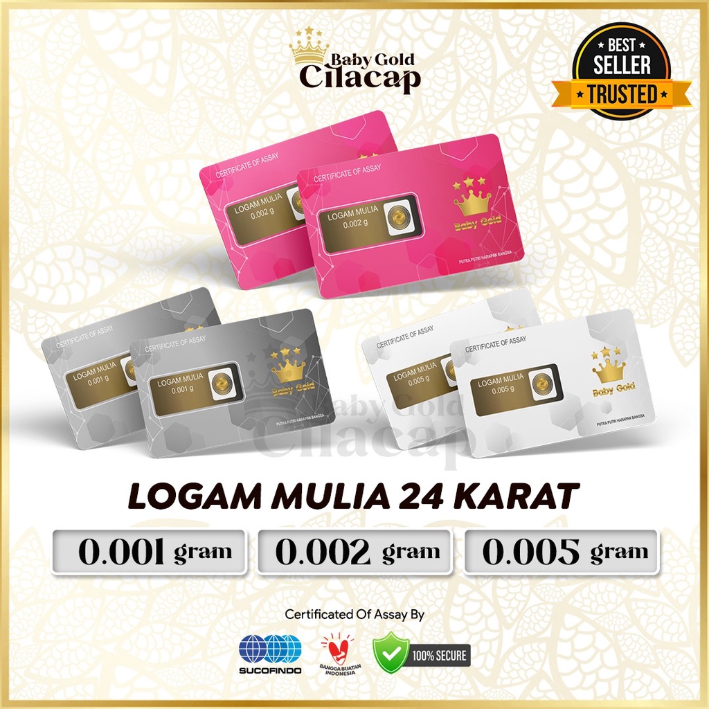 BABY GOLD Emas 0,001 0,002 0,005 Gram Logam Mulia 24 karat Bersertifikat Sucofindo