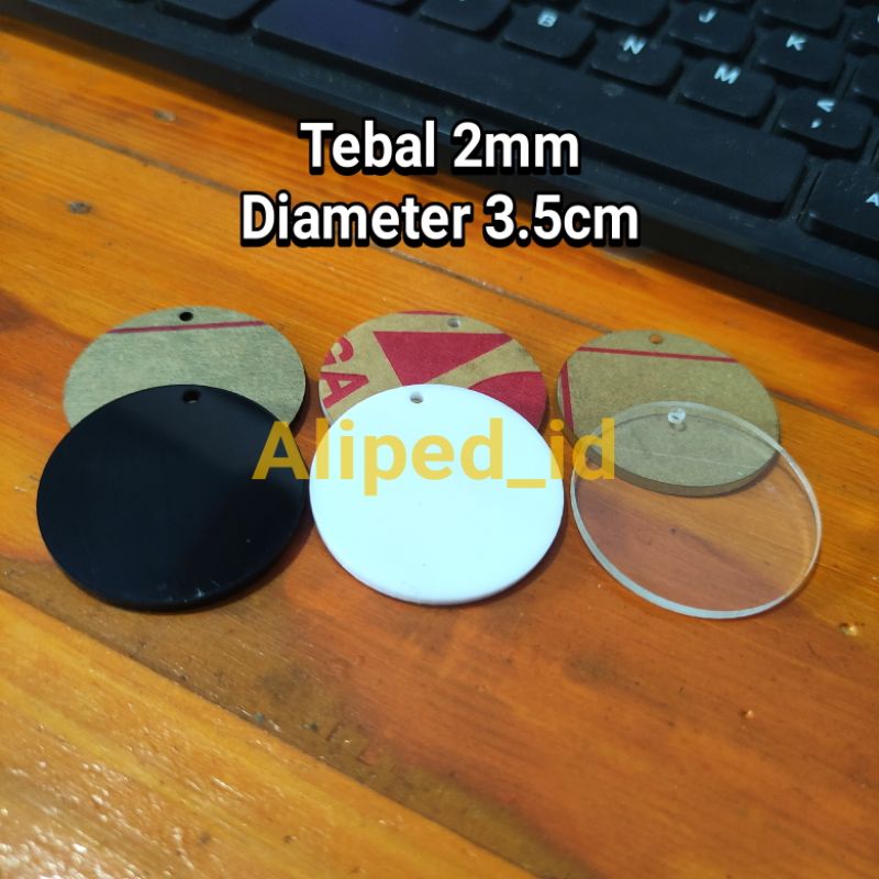 BAHAN GANTUNGAN KUNCI / GANCI / AKRILIK BULAT //2MM// D 3.5CM