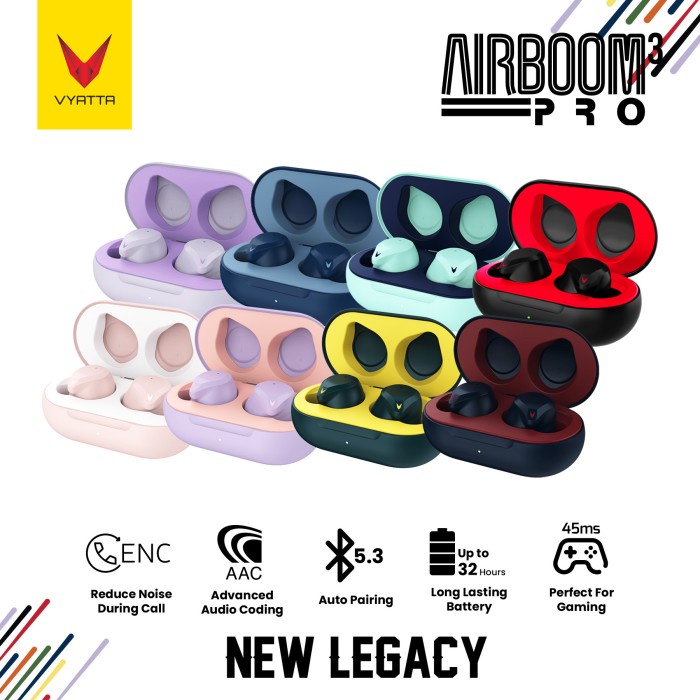 VYATTA AIRBOOM PRO NEW TWS BLUETOOTH HEADSET / EARPHONE , LONG BATTERY