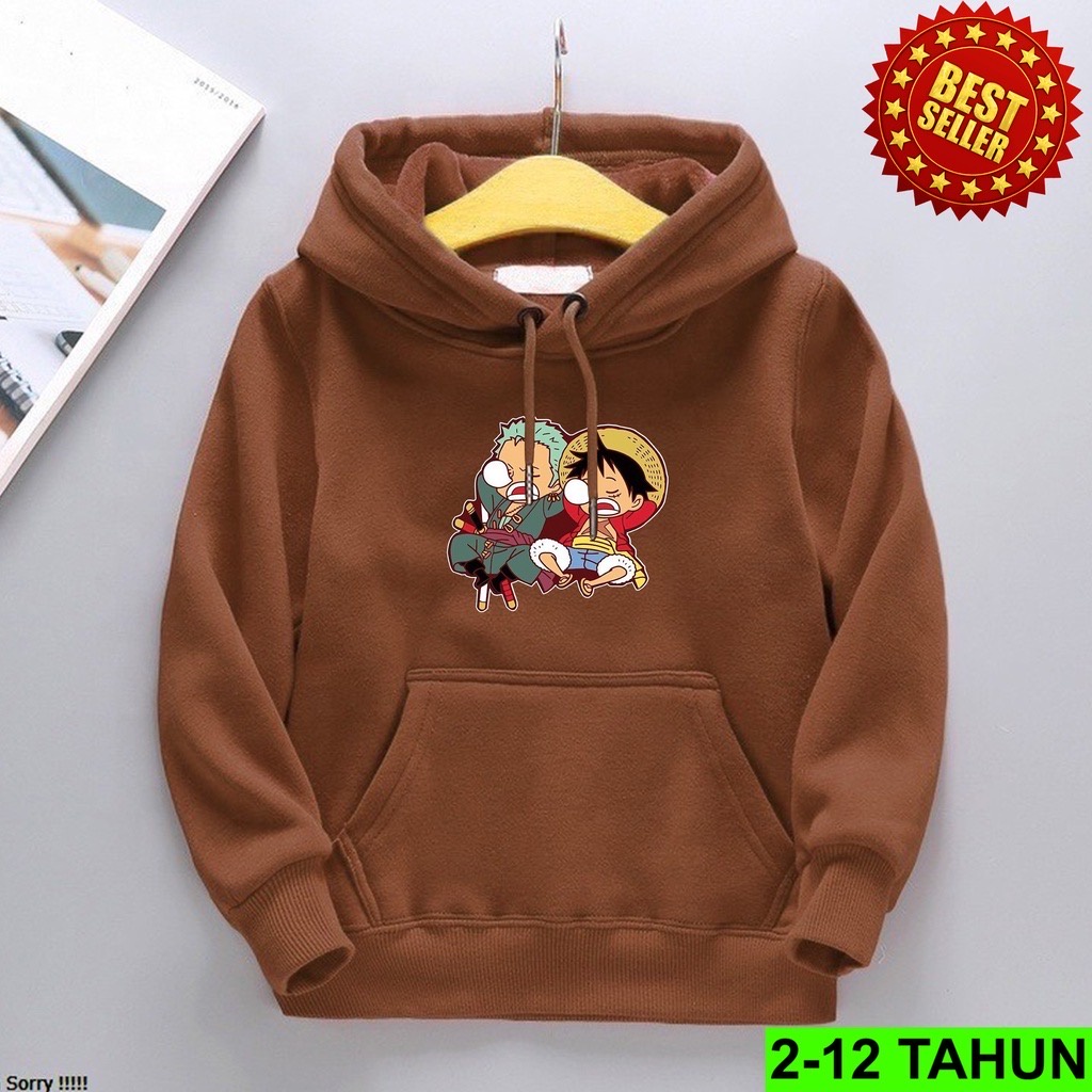 Jumper Hoodie Anak  LUFFY SLEEP II Jaket Hoodie Anak ANIME Bahan Fleece Sz M - XL ( Laki Laki &amp; Peremepuan )