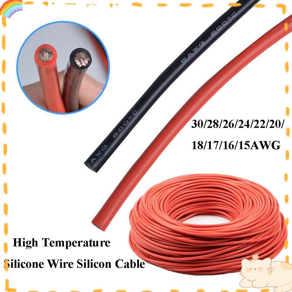 Kabel Silikon SOLIGHTER Hitam/Merah Suhu Tinggi 2meter Jalur Tes