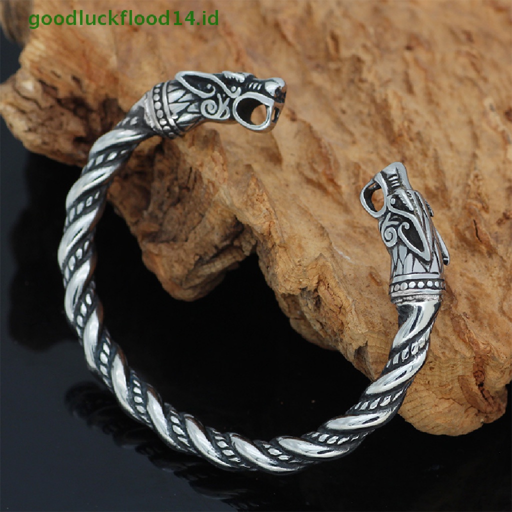 [GOOGFOUR] Gelang Naga Anti Karat Perhiasan Aksesoris Fashion Viking Gelang Pria [TOP]