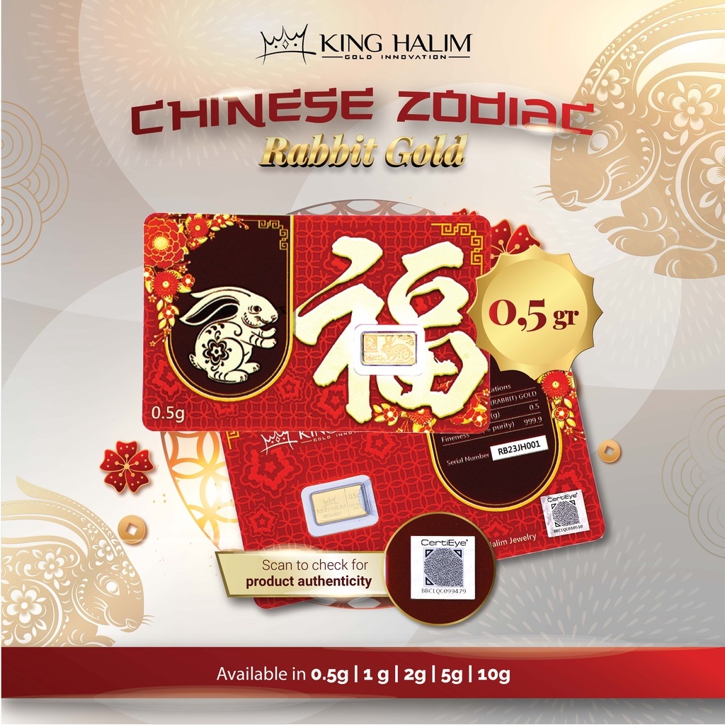 Logam Mulia King Halim / LM KH &quot;Chinese Zodiac Rabbit&quot; 24K 0.5 gram - SDW Gold -