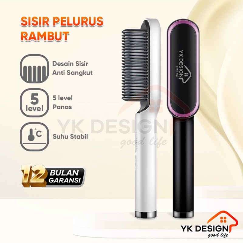 CATOK SISIR PELURUS RAMBUT YK DESIGN Sisir Catokan Pelurus Rambut (rambut lurus dan keriting) 2 in 1 tidak menyakiti rambut