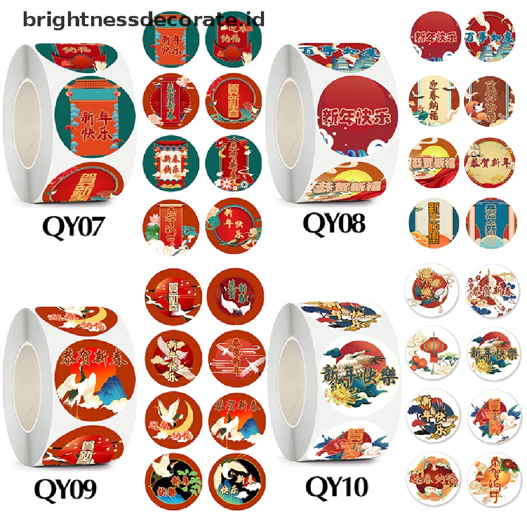 [Birth] 500pcs/roll 2.5cm 2023stiker Segel Happy New Year Holiday Greeg Labels [ID]