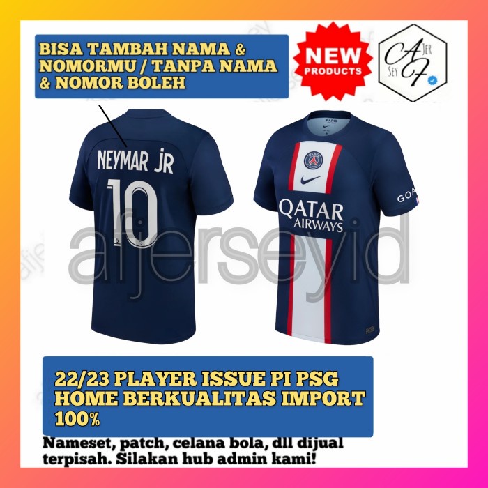⭐BISA COD⭐ PLAYER Psg Home 2022/2023 PI Jersey Bola Away Third Baju Bola - S