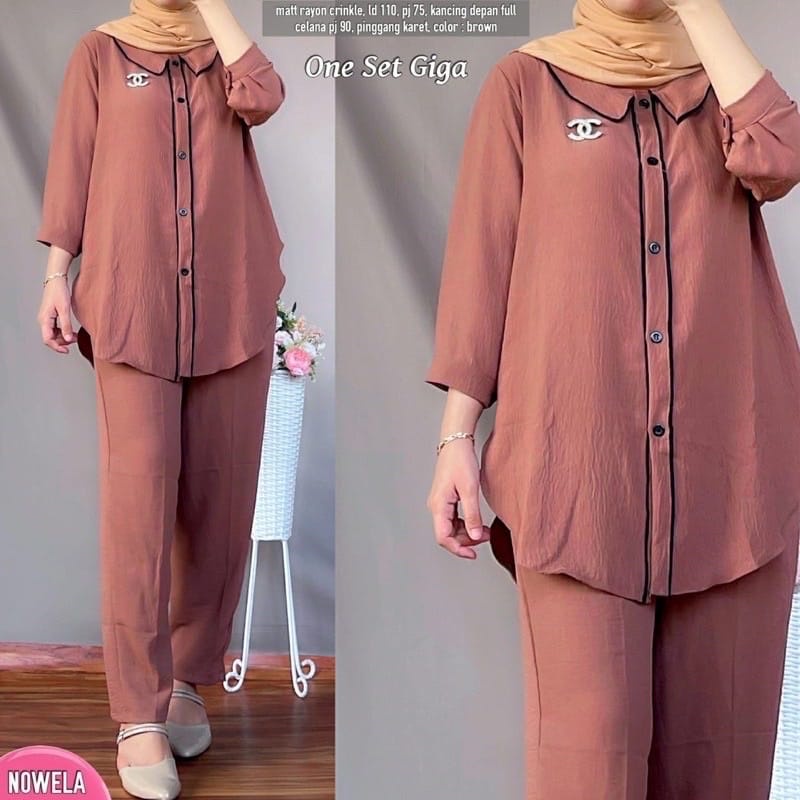 BEFAST - ZSO OOTD SETELAN WANITA MILKA / GIGA SET / Set Atasan Lengan Panjang+Celana Panjang / Outfit Wanita Hijab Kekinian / Oneset Santai Polos / Terlaris / Termurah / Oneset Wanita Keluaran Terbaru / Pakaian Casual Wanita