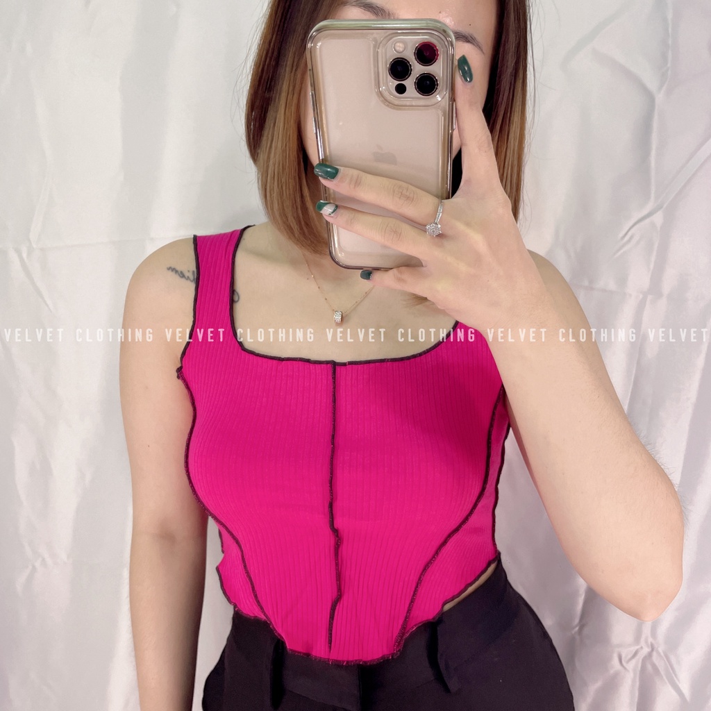 Tanktop Neci Oval / Crop top neci knit / tank top knit rib 4643