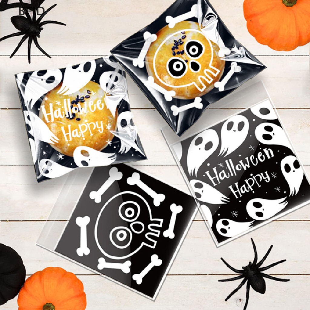 [BFID] 100pcs Halloween Candy Bag Gift Cookie Bags Biskuit Snack Kemasan Plastik [ID]