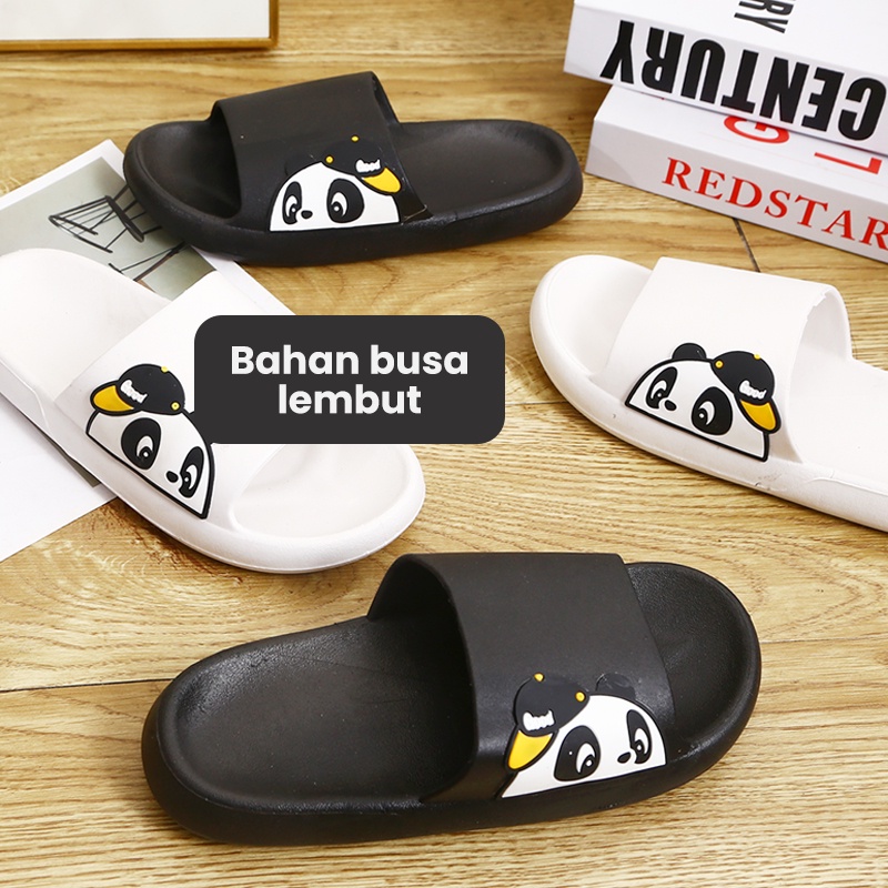 Mainland Sandal Slip On Wanita Sendal Jelly Karet  Soft Rubber Outdoor/Indoor Model Panda Lucu HSN141