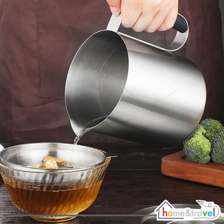 HOVELSHOP Saringan Minyak Goreng Jelantah Bekas Sisa Gorengan Gelas Stainless Oil Pot