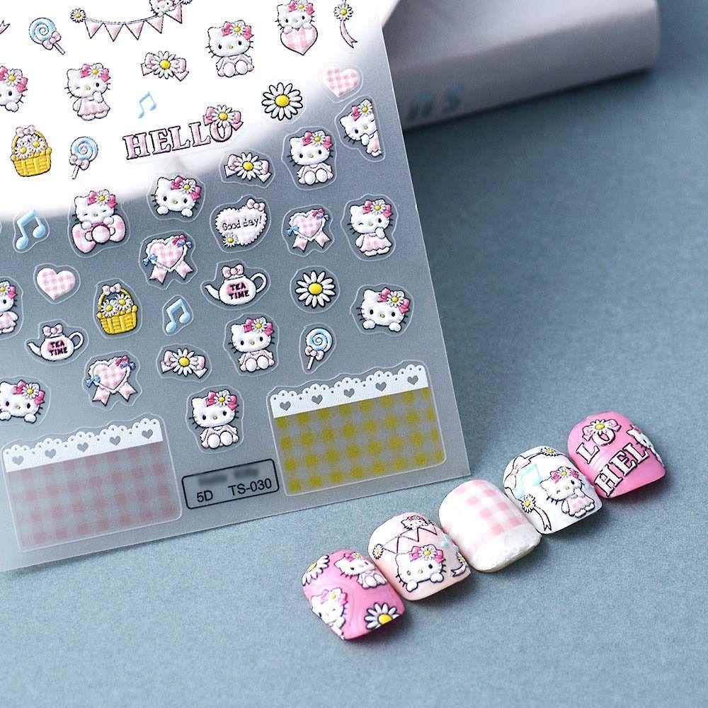 [Elegan] Kartun Stiker Kuku Fashion Perekat Diri Kuromi Kitty Cat Melody Nail Art Dekorasi