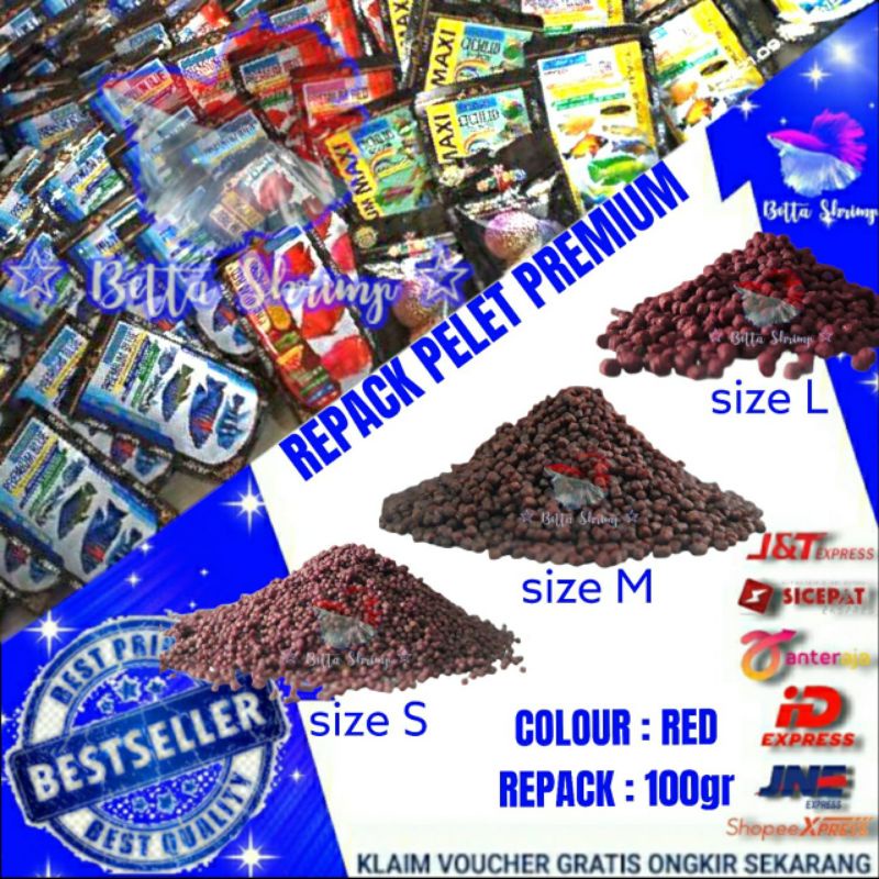 Pelet premium red 100gram / pelet pakan koi chana louhan oscar koki