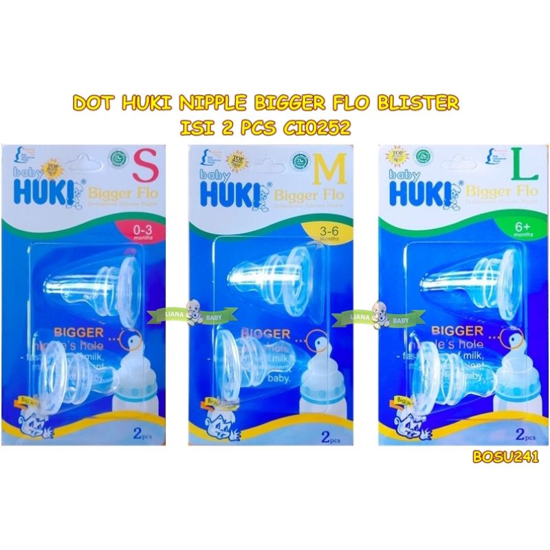 NIPPLE HUKI ORTHODONTIC DOT HUKI SUPER FLO BIGGER ISI 2