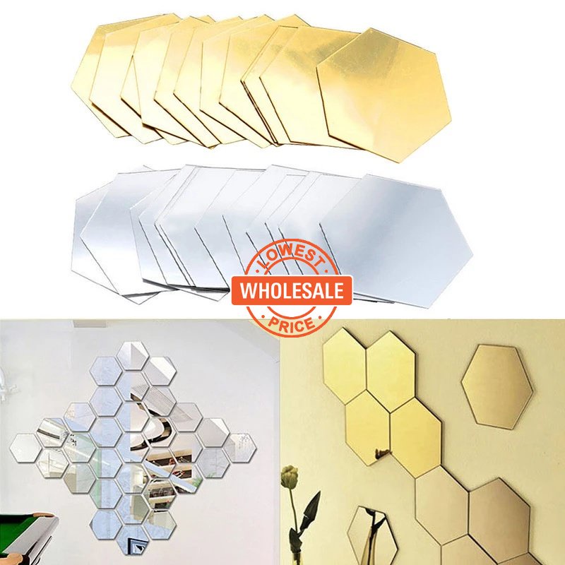 [Harga Grosir]1pc Stiker Dinding 3D Bentuk Hexagon Bahan Akrilik Untuk Dekorasi Rumah/Hot Sale