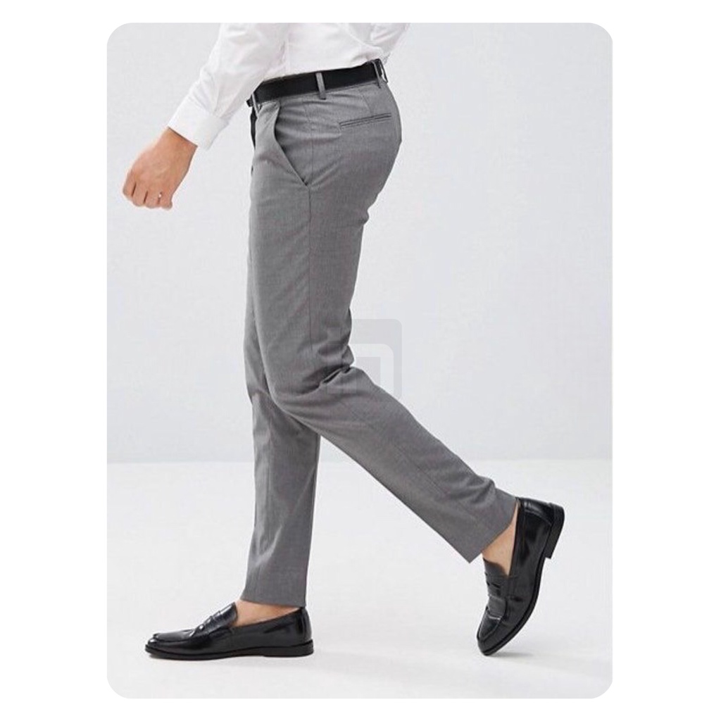 indogroups -Abu Muda- Celana Bahan Formal Pria Slimfit ( Trousers Kain Dasar Kerja Kantor )