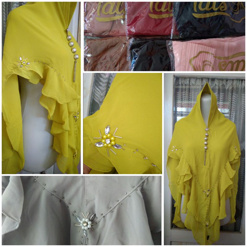 KHIMAR CERUTY PAYET 2 LAYER ORI BY FALS, KHIMAR CERUTY PAYET MUTIARA 2 LAYER SYAR'I HIJAB KHIMAR CER