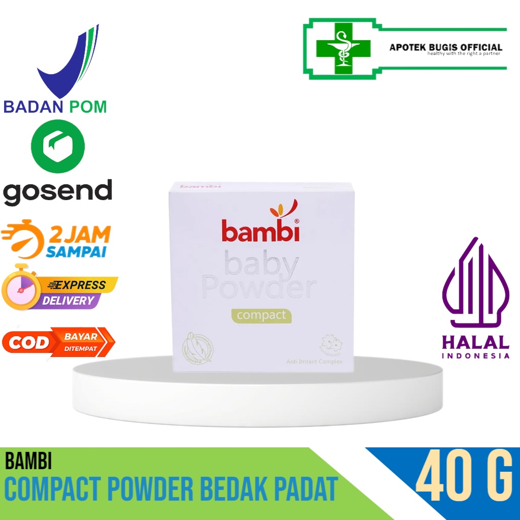 Bambi Compact Powder 40 gram Bedak Padat - Bayi Kulit Normal - Sensitif | Aromatherapy