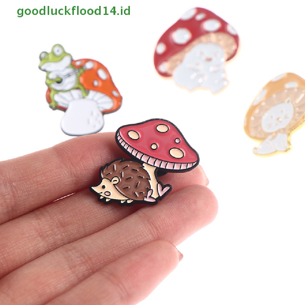 [GOOGFOUR] Kartun Lucu Jamur Enamel Pin Custom Lucu Gitar Kodok Landak Bros [Atas]