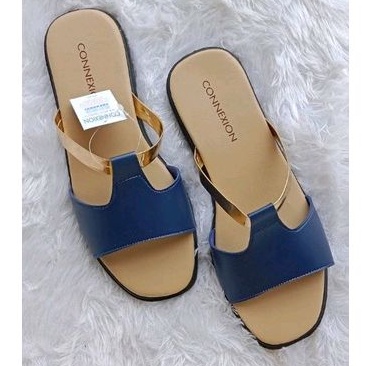 Sandal slop wanita model selop emas