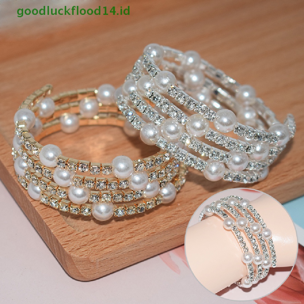 [GOOGFOUR] Gelang Mutiara Imitasi Kristal Elegan Multilayer Stretchable Pearl Bracelet Gelang Mutiara Untuk Wanita Hadiah Perhiasan Pengantin [TOP]