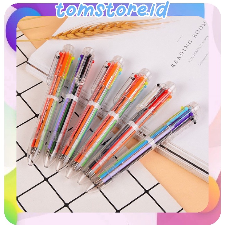 

TOMSTORE.ID Pena Ballpoint Multi Warna 6 In 1 Motif Transparan Polos S048