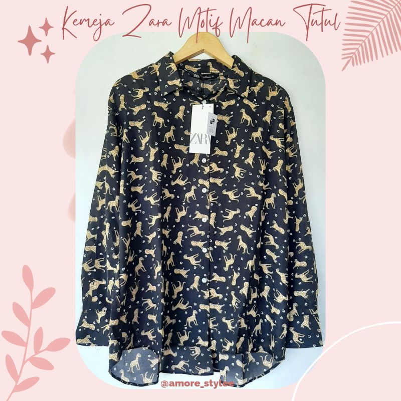 Kemeja Zara Motif Macan Tutul