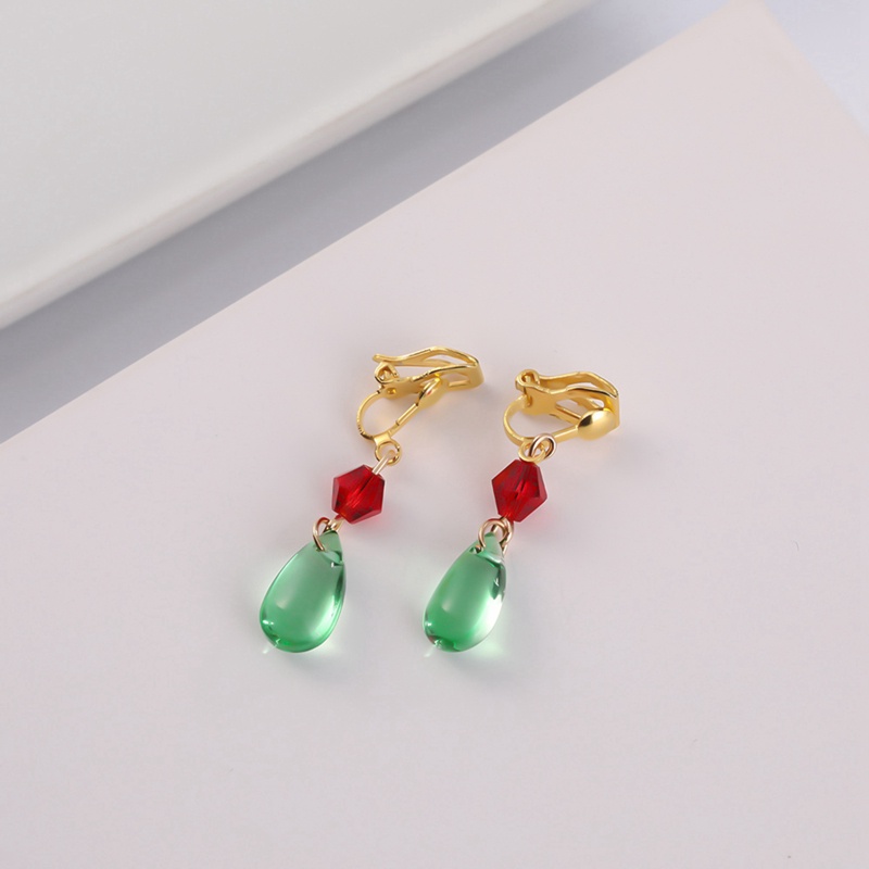 Anting Anime Howl's Moving Castle Cosplay Earring Green Drop Untuk Hadiah Wanita