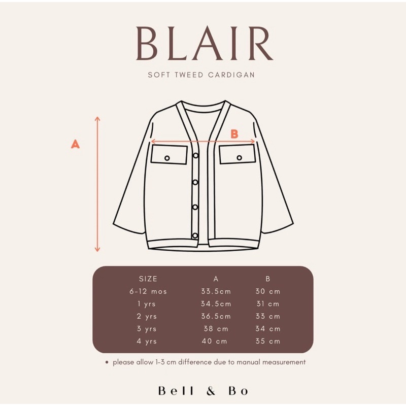 Bell &amp; Bo BLAIR CARDIGAN Anak 6bln-4thn