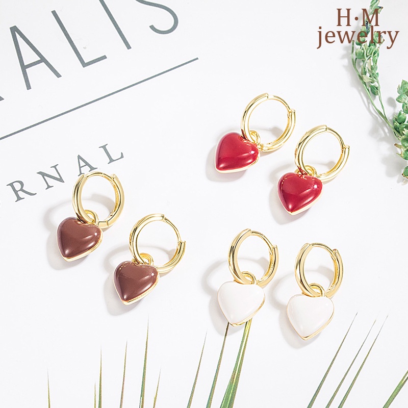 Anting Hati Cinta Merah Anting Retro Bermutu Tinggi Cahaya Anting Mewah2023Baru