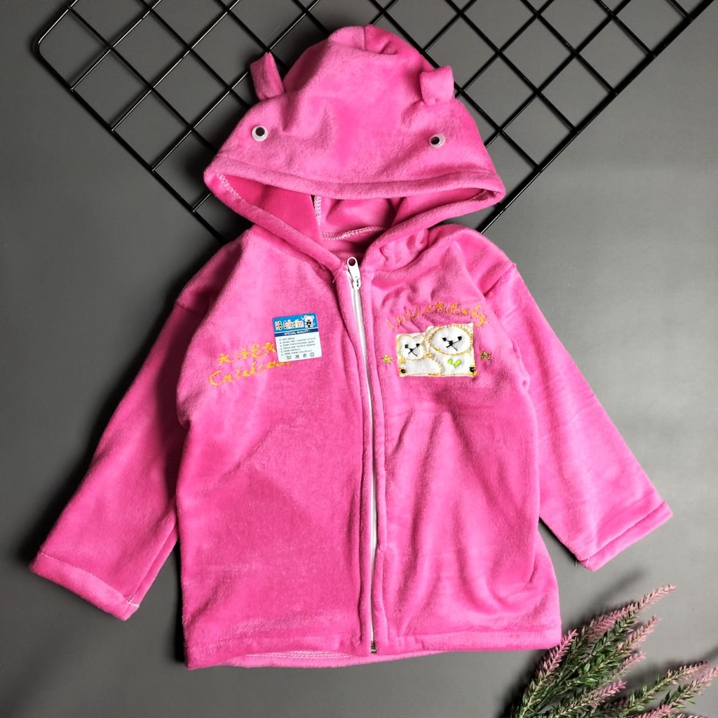 jaket mantel bayi bulu lembut 3-18 bln