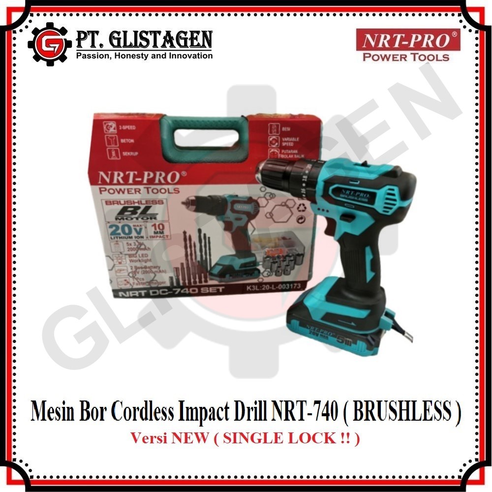 NRT-PRO 740DC Mesin Bor Tembok Beton Baterai20 volt BRUSHLESS Impact Drill