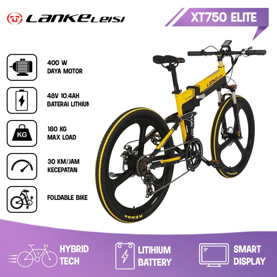 Sepeda Listrik Lipat Elektrik Lankeleisi XT750 Elite Version Yellow