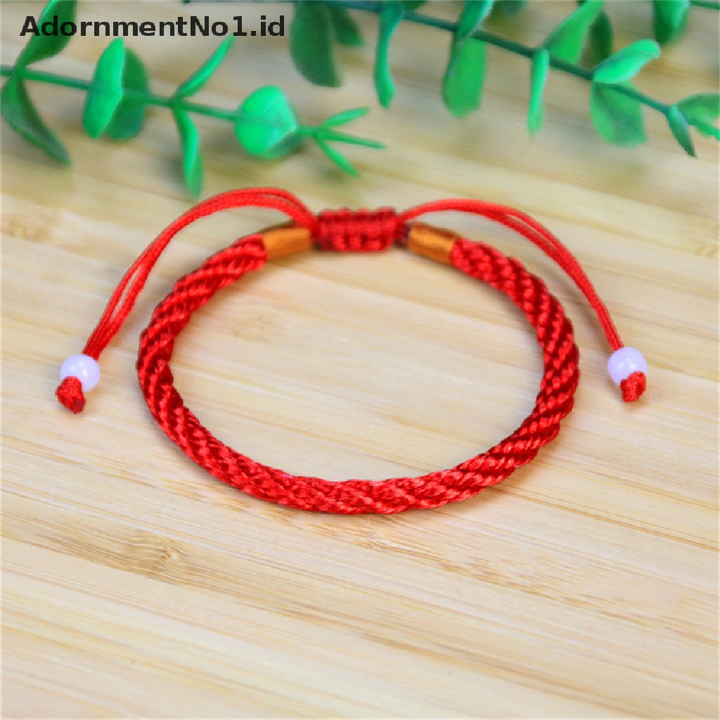 [AdornmentNo1] Wanita Beruntung Buatan Tangan Dikepang Pasangan Braclet Adjustable Lucky Red String Bracelet [ID]