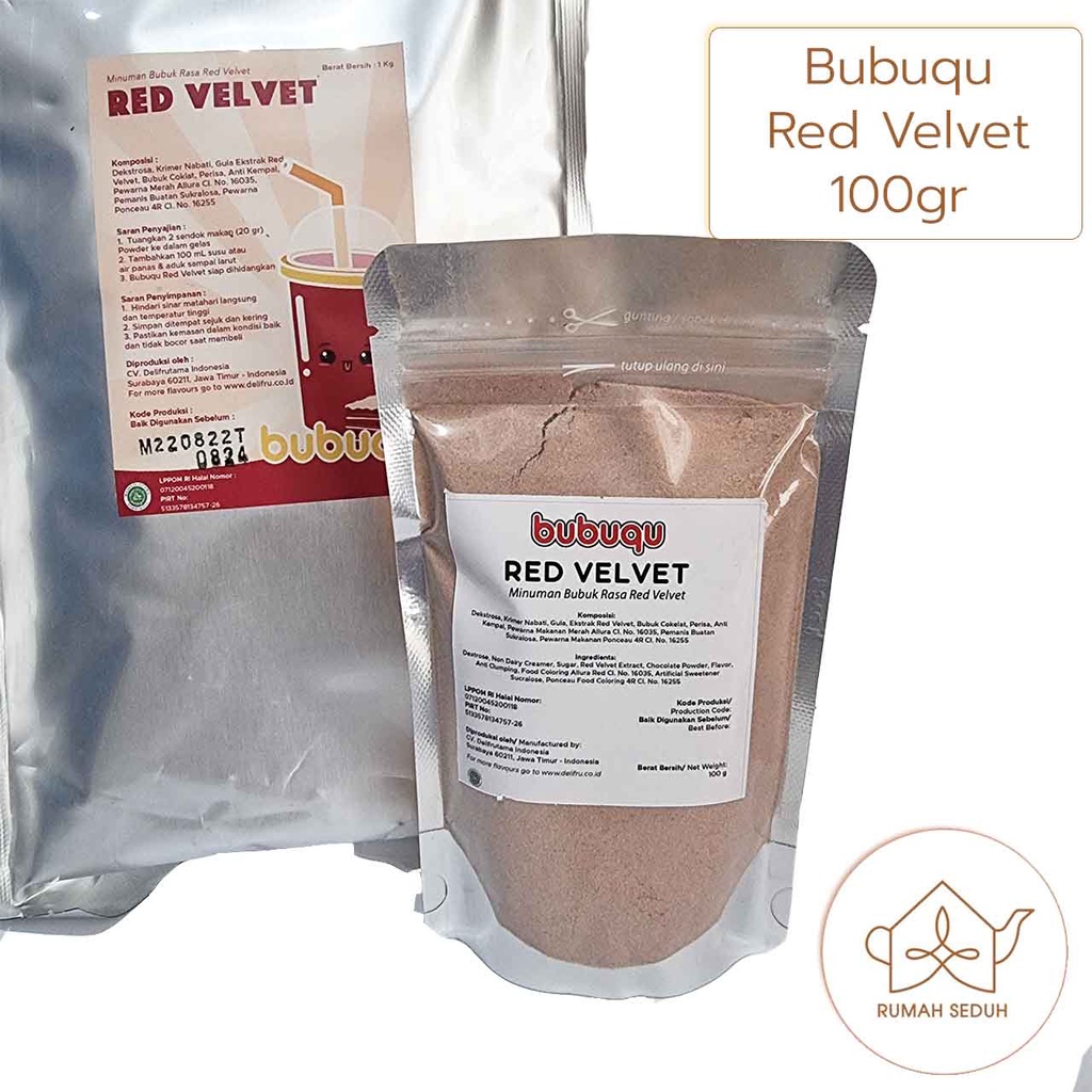 

Bubuqu Red Velvet Powder 100gr - Minuman Bubuk Rasa Coklat Merah