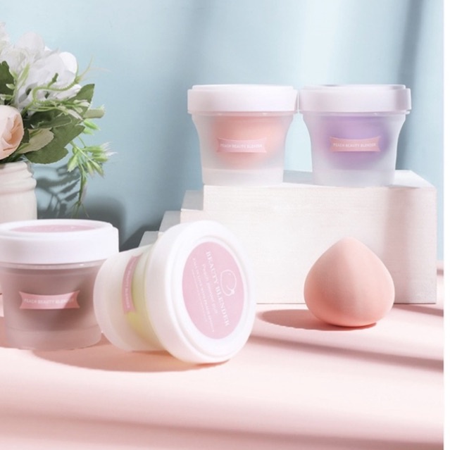 PROFESSIONAL MAKEUP SPONGE / PEACH BEAUTY BLENDER / BEAUTY SOFT SPONS FOR LIQUID FOUNDATION / SPONGE BEAUTY EGGS / SPONS MAKE UP / SPONS KERING DAN BASAH / SPON BEST QUALITY / HALUS