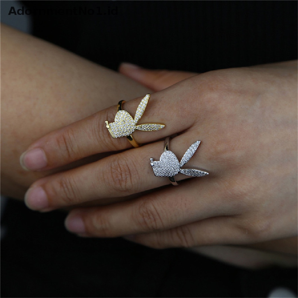 [AdornmentNo1] Rock Hiphop Ring Adjustable Rabbit Ring Bunny Cincin Kekasih Hewan Hadiah Remaja [ID]