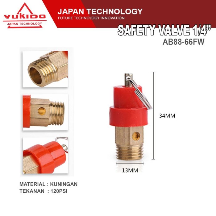 Safety valve 1/4 OTOMATIS TABUNG KOMPRESOR YUKIDO SAVETY