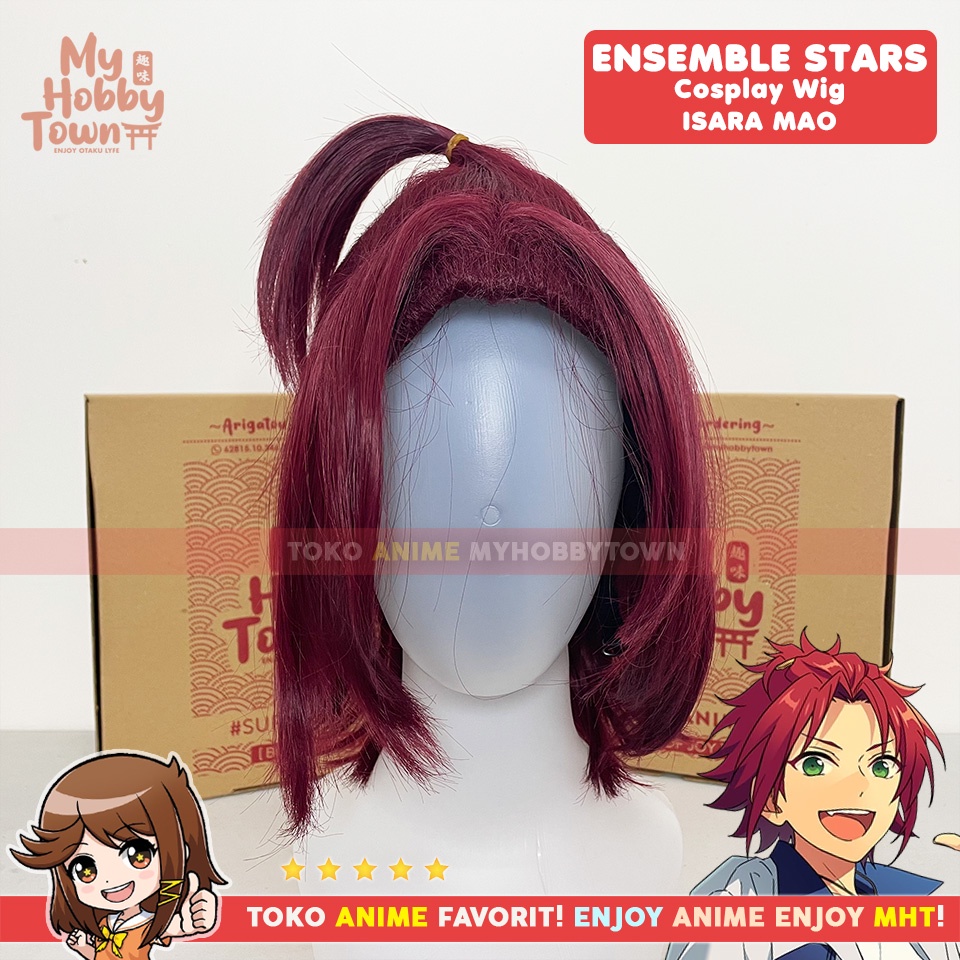 Wig Cosplay Anime Ensemble Stars : Isara Mao Maroon Red Marun