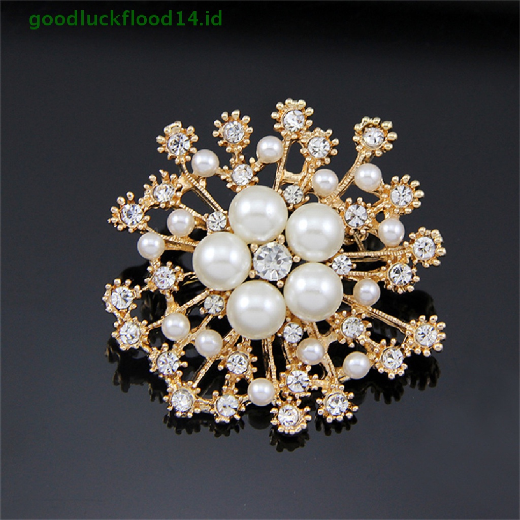 [GOOGFOUR] Hot Pearl Rhinestone Crystal Vintage Flower Brooch Pin Bros Untuk Hadiah Wanita [TOP]