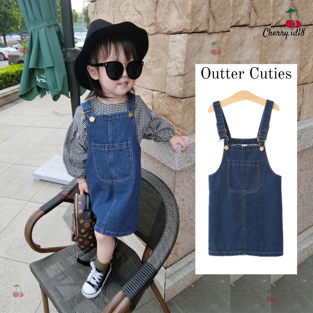 Cherry COD Overall Anak Perempuan / Jumpsuit Denim Anak Perempuan / Baju Kodok Anak Perempuan Import / Jumpsuit Anak Polos - JA04