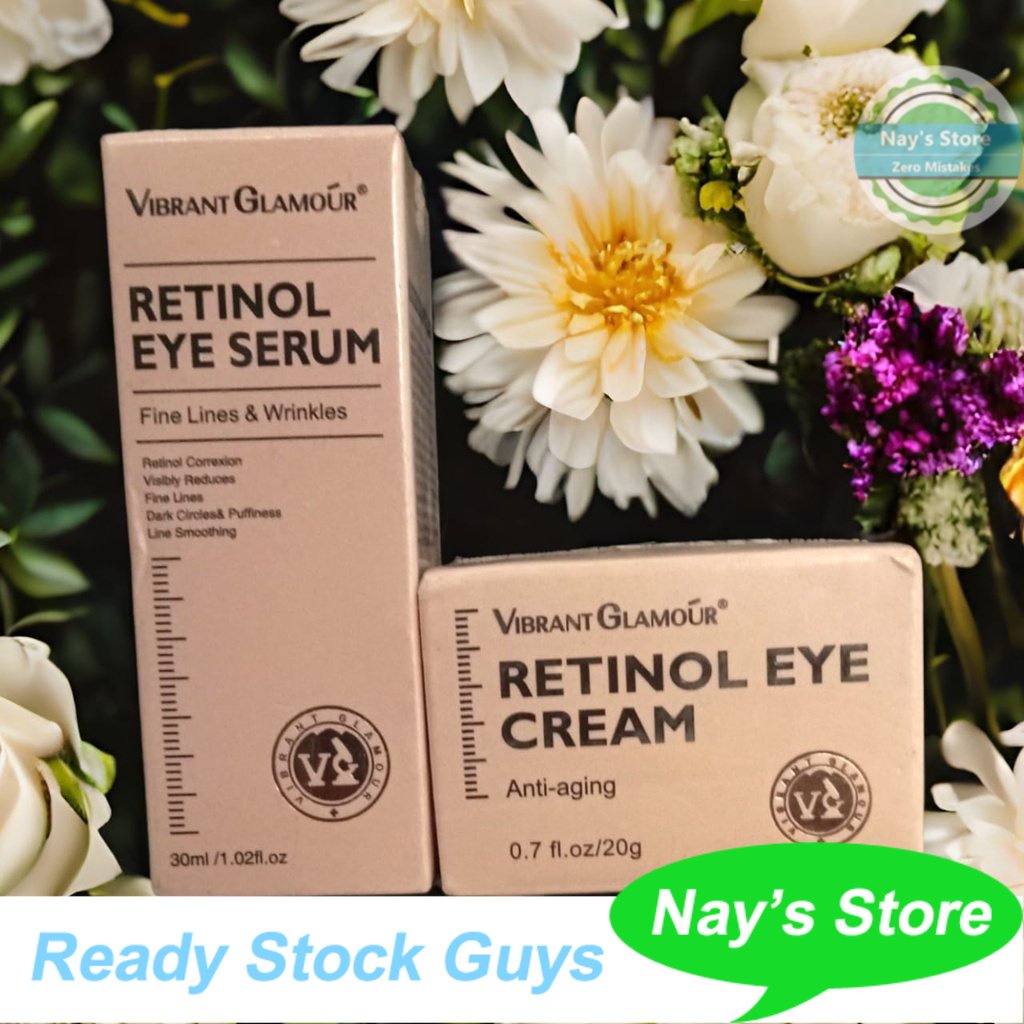 PAKET [BPOM] VIBRANT GLAMOUR Retinol Eye Cream + Eye Serum Set Serum Mata dengan Kandungan Retinol H