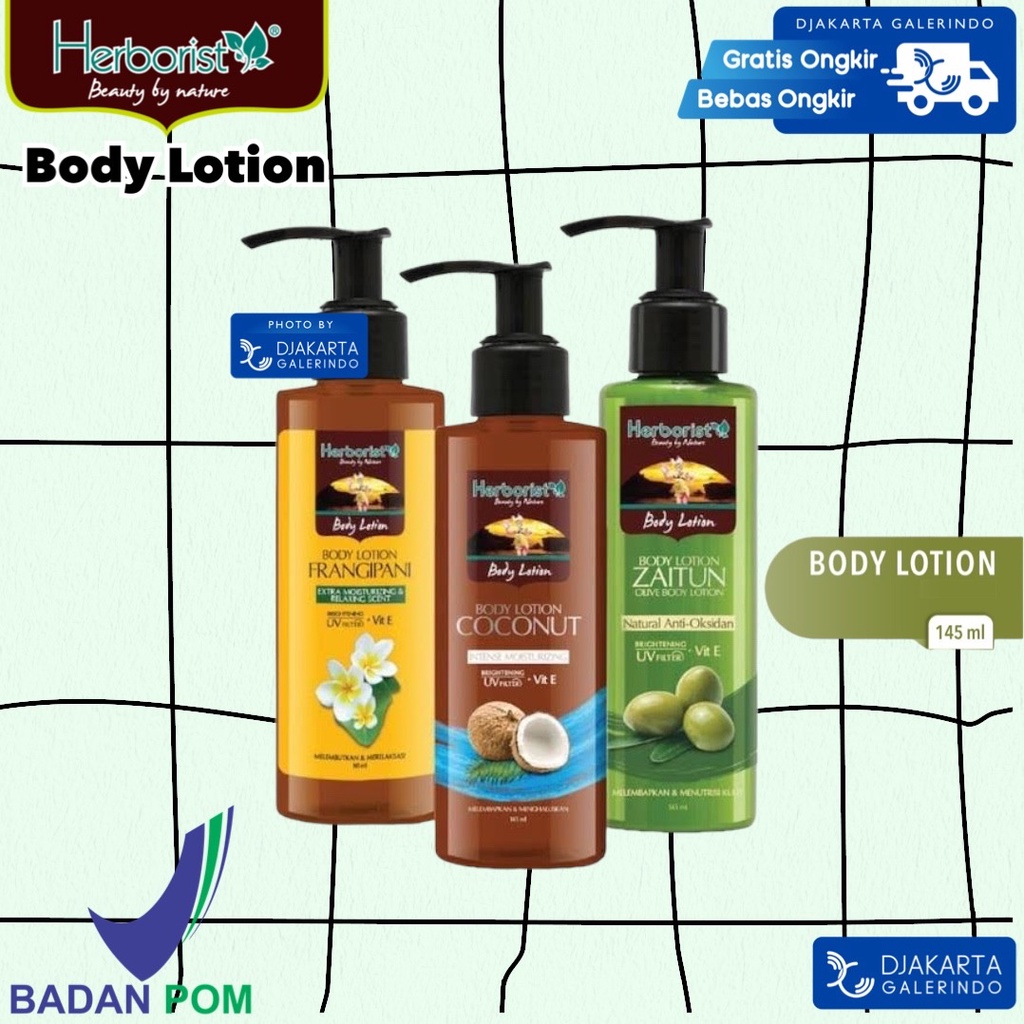 Herborist Body Lotion Zaitun - Coconut - Frangipani - 145ml