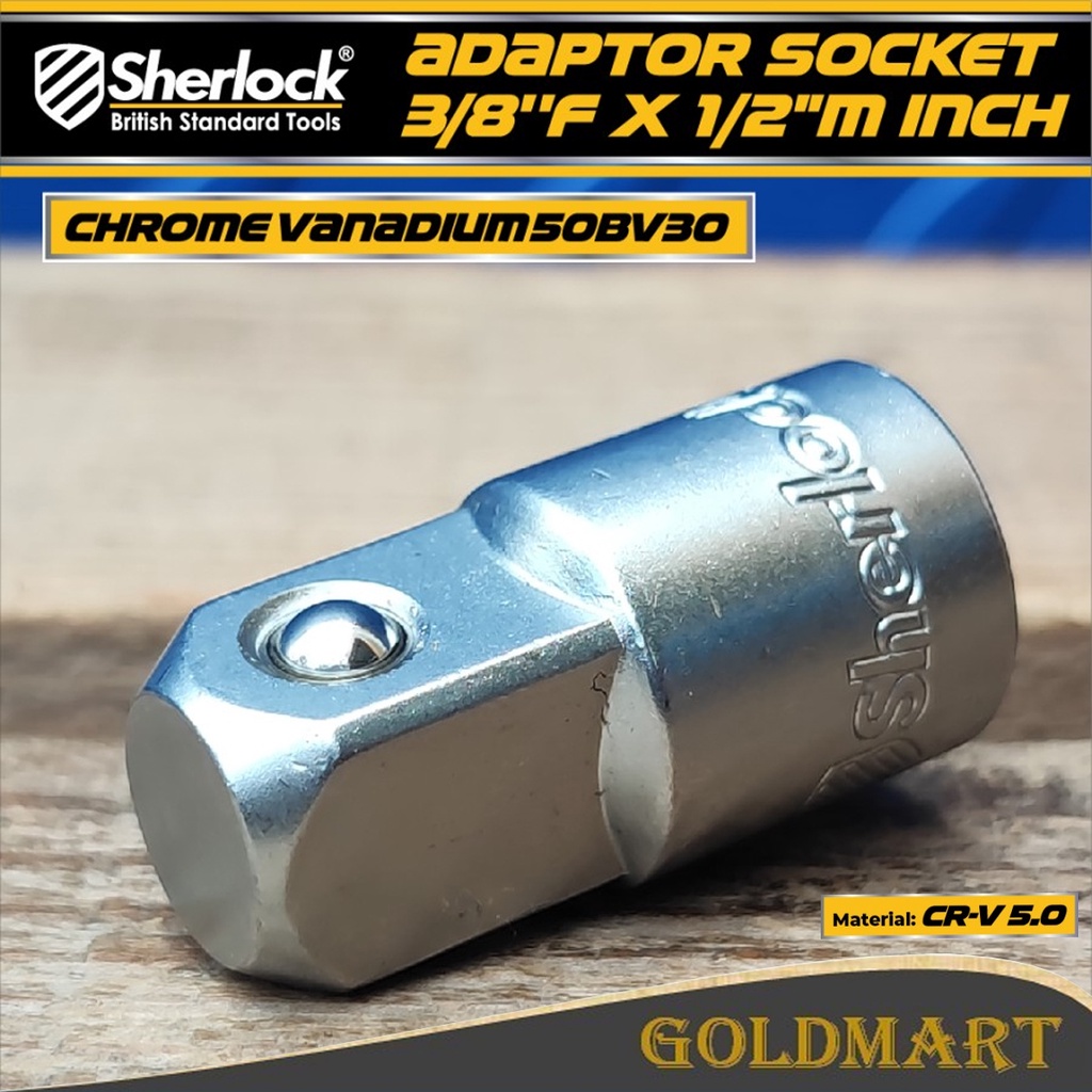 Adaptor Socket 3/8&quot;F x 1/2&quot;M inch / Sambungan Konversi Socket Sherlock