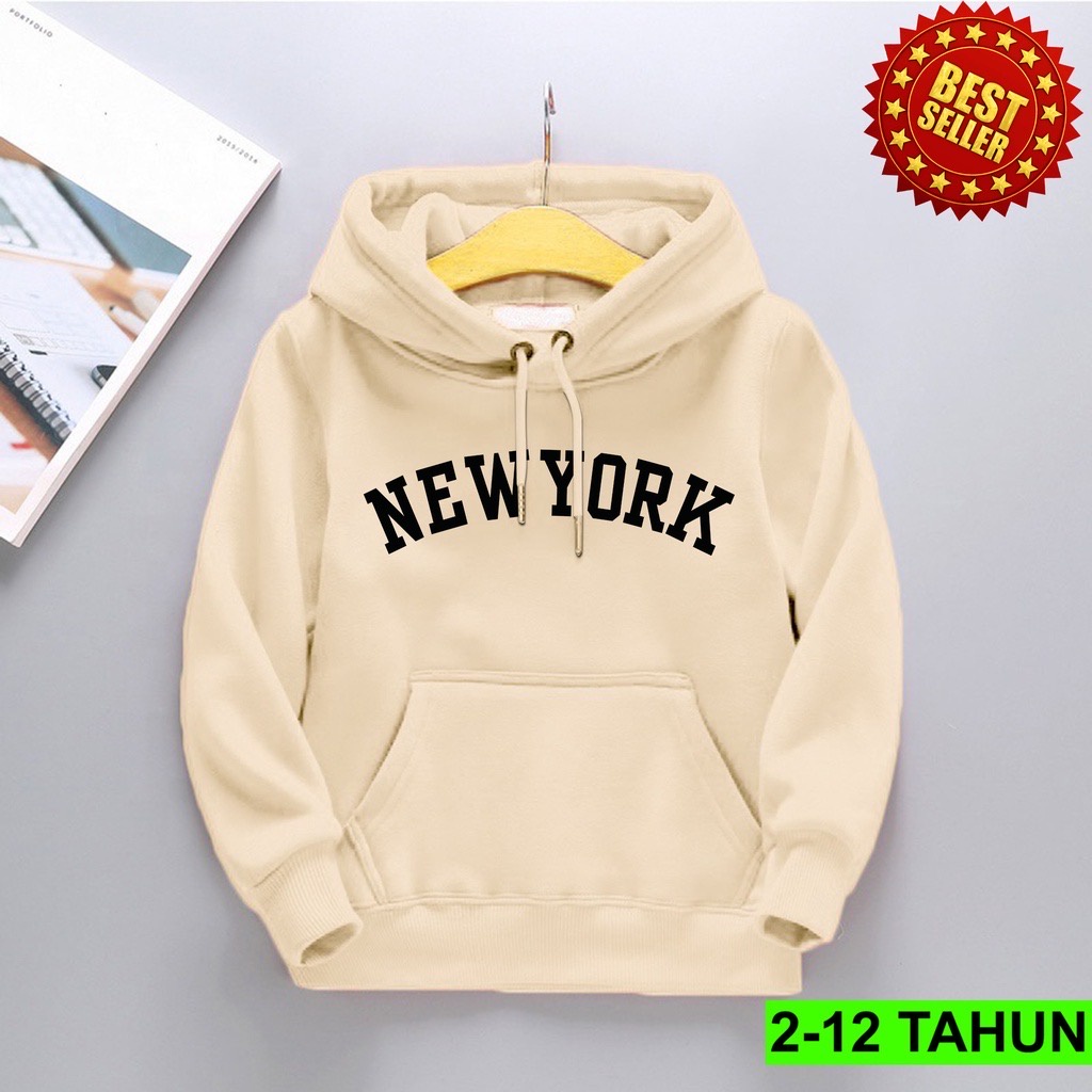 Jumper Hoodie Anak NEWYORK II Jaket Hoodie Anak Viral II Sweater Hoodie Kids Sz M - XL ( Laki Laki &amp; Peremepuan )