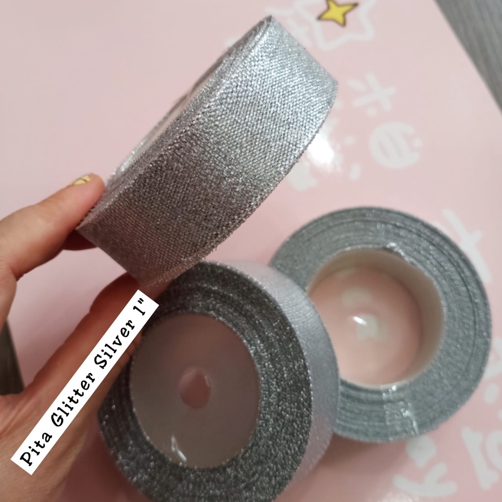 Pita Glitter Emas &amp; perak untuk pembungkus Kado / Parcel / Prakarya Sekolah