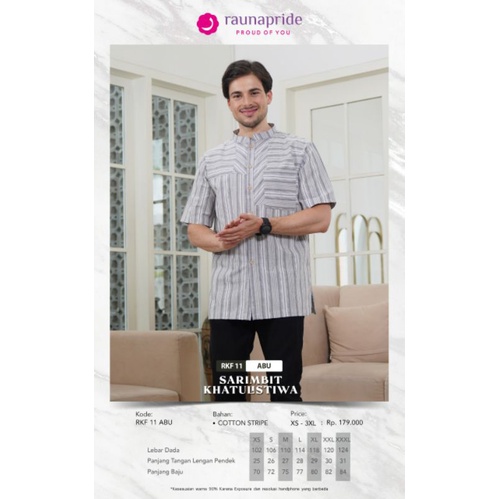 Baju koko muslim premium pria rauna RKF 11 abu