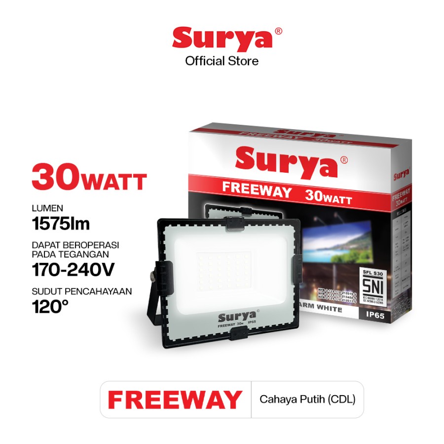 Lampu Sorot / Tembak SURYA FREEWAY LED 30W 30 watt flood light cahaya kuning