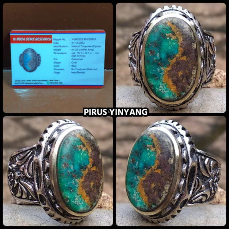 NATURAL 100% batu pirus persia motif yinyang
