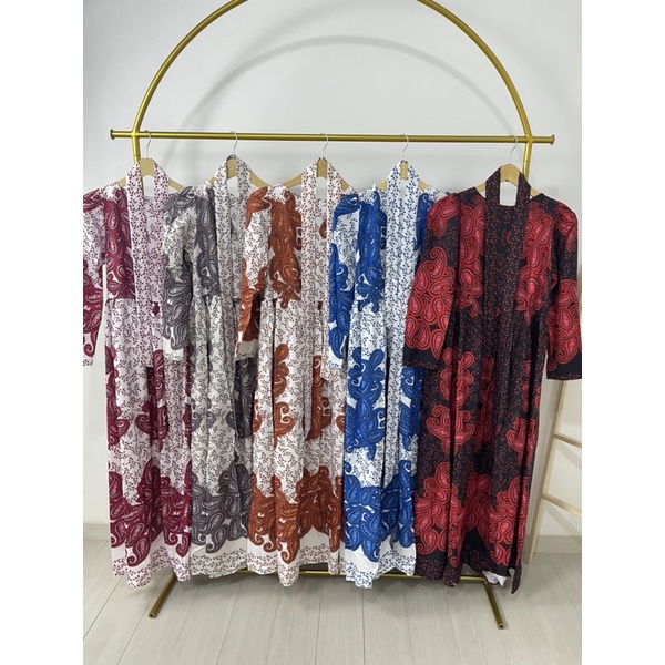 BJ - Dress Long Gamis Motif Batik Premium Bangkok